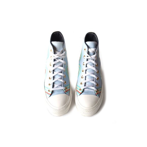 Converse Chuck Taylor All Star Hi Rainbow You Blue Leather Sneaker Size 8 - Picture 3 of 12